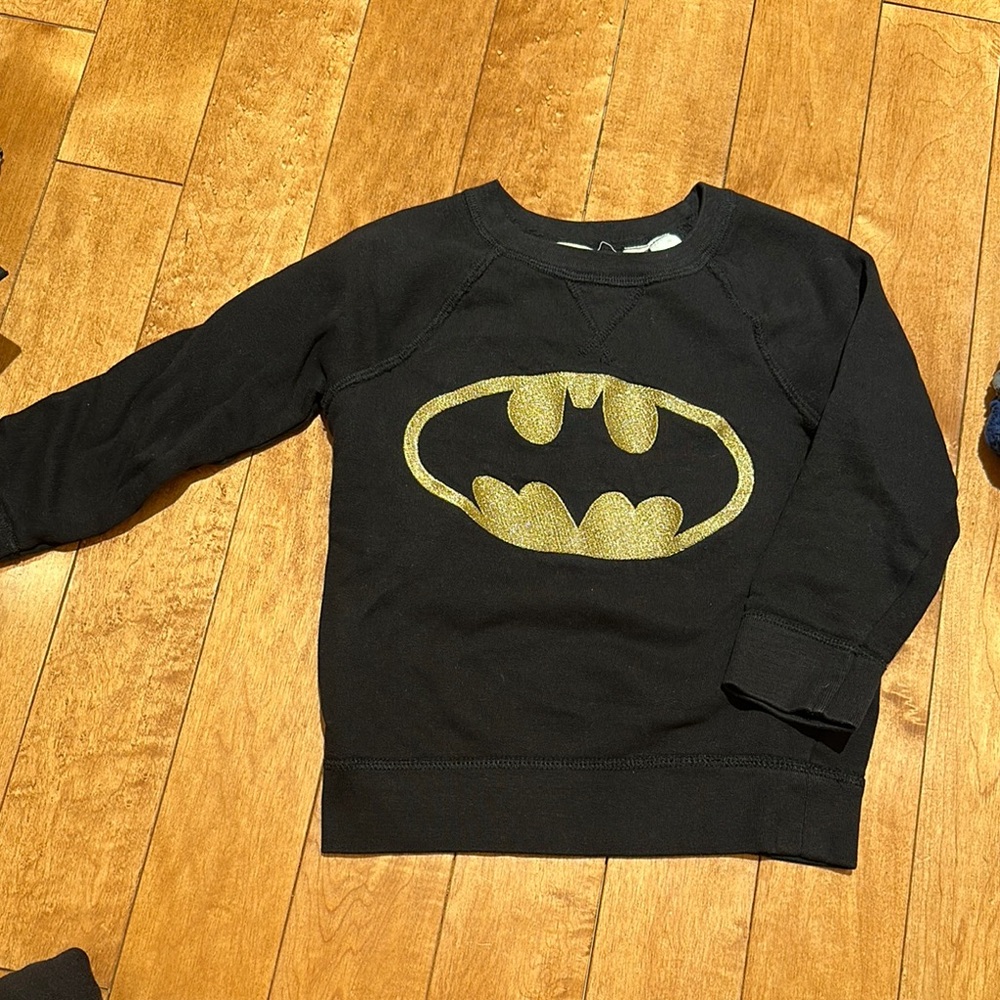 Kids size 4-6T Black Sweatshirt with Gold Batman Logo